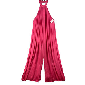 One One Six Jumpsuit Sz L Pink Palazzo Halter Wide‎ Leg Medium Lined Sheer